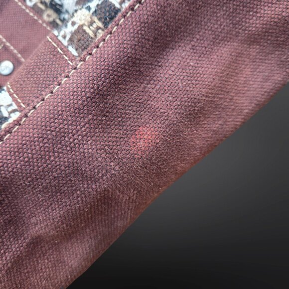 Y2K Brown Tweed Shoulder Bag Large Canvas Academia Fall Autumn Downtown Girl - Picture 8 of 13